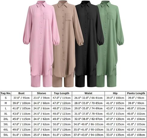IBAKOM Muslim Clothes for Women Modest Dress Shirt Tunic Top Loose Pant Islamic Abaya Plus Size Arabian Prayer Pant Suits in Saudi Arabia