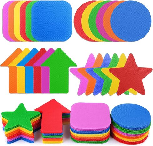 96 قطعة من أقلام تحديد السجاد من ماكانتي، نقاط الجلوس، علامات البقع، دوائر السجاد، نقاط أرضية من النايلون للأطفال، المعلمين، مرحلة ما قبل المدرسة، رياض الأطفال، مسافة الانتظار الاجتماعية، تزيين الفصل الدراسي، 6 ألوان، 4 أنماط in Kuwait