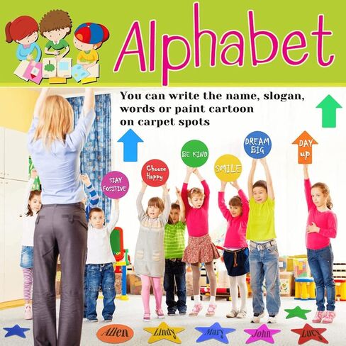 96 قطعة من أقلام تحديد السجاد من ماكانتي، نقاط الجلوس، علامات البقع، دوائر السجاد، نقاط أرضية من النايلون للأطفال، المعلمين، مرحلة ما قبل المدرسة، رياض الأطفال، مسافة الانتظار الاجتماعية، تزيين الفصل الدراسي، 6 ألوان، 4 أنماط in Kuwait