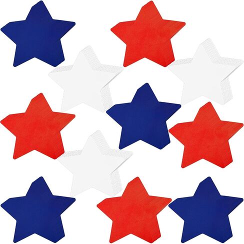 JUNEBRUSHS Star Cutouts, 120Pcs Patriotic Star Cutouts 4th of July Star Cutouts Red Blue White Star Classroom Bulletin Board Decorations for Independence Day School Party Craft Supplies in Saudi Arabia