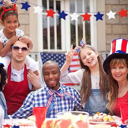 JUNEBRUSHS Star Cutouts, 120Pcs Patriotic Star Cutouts 4th of July Star Cutouts Red Blue White Star Classroom Bulletin Board Decorations for Independence Day School Party Craft Supplies in Saudi Arabia