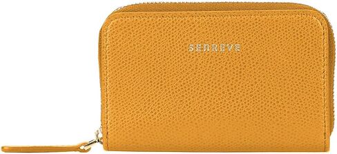 Senreve Card Wallet, 100% Genuine Italian Leather Women's Zip-Around Wallet, Pebbled Tumeric Yellow in Saudi Arabia