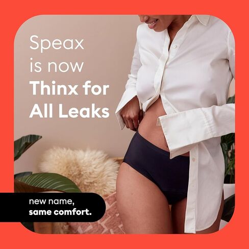 Thinx For All Leaks Hip-Hugger Underwear, Holds up to 100ml or 6tbps or 1/4 Cup Worth of Liquid, Light Absorbency Incontinence Underwear for Women, FSA HSA Approved Feminine Care, Black, S in Saudi Arabia
