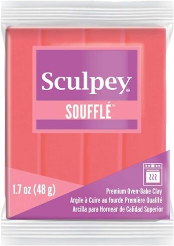 Sculpey Soufflé™ Polymer Oven-Bake Clay, Mandarin Orange, Non Toxic, 1.7 oz. bar, Great for jewelry making, holiday, DIY, mixed media and more! Premium light-weight oven bake clay. in Saudi Arabia