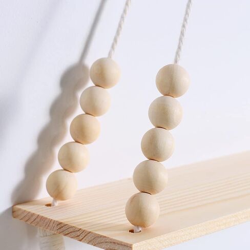 Artilady 2 حزمة من الأرفف الخشبية المعلقة على الحائط - رف نبات معلق من Macrame مع شرابة، أرفف عائمة للتخزين من Boho مصنوعة يدويًا من شماعات ريفي حامل وعاء حامل in Kuwait