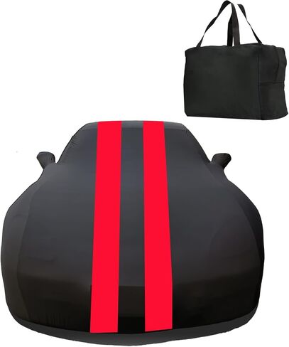 غطاء سيارة داخلي كورفيت 2020-2024 من القماش الفاخر مناسب للتنفس ومقاوم للغبار غطاء سيارة قابل للتمدد للمرآب تحت الأرض، عرض السيارة (أسود + أحمر) in Kuwait