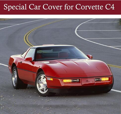 غطاء سيارة داخلي كورفيت 2020-2024 من القماش الفاخر مناسب للتنفس ومقاوم للغبار غطاء سيارة قابل للتمدد للمرآب تحت الأرض، عرض السيارة (أسود + أحمر) in Kuwait