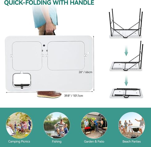 YITAHOME 42" Fish Cleaning Table with Deep Sinks, Portable Fish Cleaning Table w/Multiple Upgraded Accessories, Folding Fish Cleaning Table for Outdoor Picnic Fishing, White in Saudi Arabia