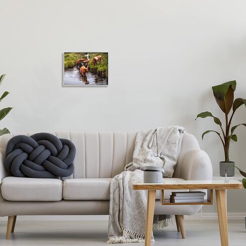 Stupell Industries Rural Cattle Enjoying Stream Water Between Grassland Framed Wall Art, Design By James Dobson in Saudi Arabia