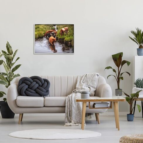 Stupell Industries Rural Cattle Enjoying Stream Water Between Grassland Framed Wall Art, Design By James Dobson in Saudi Arabia