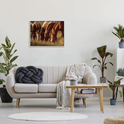 Stupell Industries Sunlit Horses Drinking Water Wildlife Nature Scene Framed Wall Art, Design By Jan Walters in Saudi Arabia