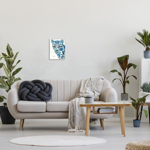Stupell Industries Clouded Leopard Collaged Blue Patterns Wildlife Animal Framed Wall Art, Design By Lisa Morales in Saudi Arabia