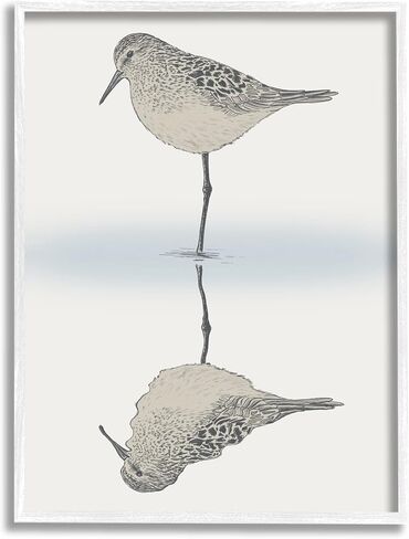 Stupell Industries Tranquil Sandpiper Bird Reflection Shallow Beach Shoreline Framed Wall Art, Design By Ziwei Li in Saudi Arabia