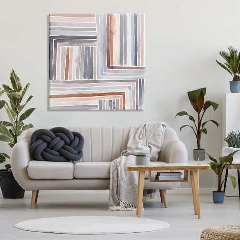 Stupell Industries Structured Geometric Lines Abstract Square Shapes Canvas Wall Art, Design by Kristen Brockmon in Saudi Arabia