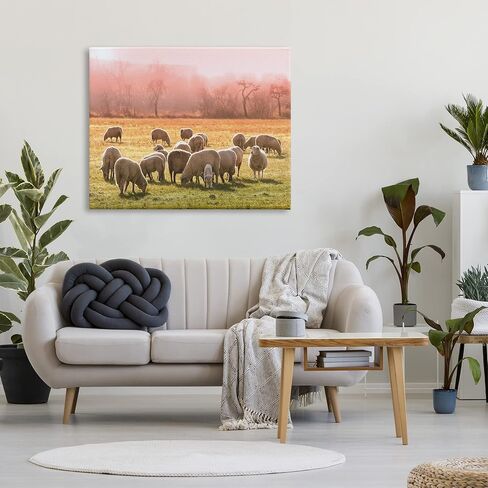 Stupell Industries Sheep Herd Grazing Warm Pink Sunset Rural Grassland Canvas Wall Art, Design By Daphne Polselli in Saudi Arabia