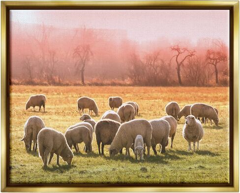 Stupell Industries Sheep Herd Grazing Warm Pink Sunset Rural Grassland Canvas Wall Art, Design By Daphne Polselli in Saudi Arabia