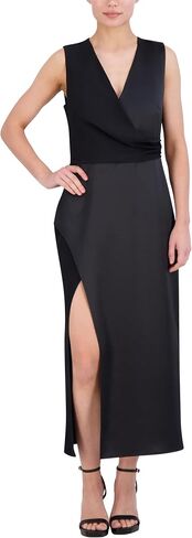 BCBGMAXAZRIA Women's Sleeveless Surplice Neck Satin Maxi Dress in Saudi Arabia