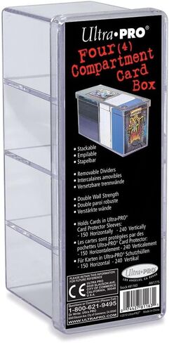 Ultra Pro - 4-Compartment Clear Card Box - Protect and Store your Valuable Sports Cards, Game Cards, or Collectible Trading Cards - Crystal Clear Finish Allows For Easy Sorting and Picking in Saudi Arabia