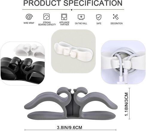 JOYOGAP 6pcs Cord Wrapper for kitchen appliances，Household cord organizer clips wall mounted, wire hider cable winder，Suitable for Coffee Maker,Toaster,Blender,Air purifier（white &black&grey） in Saudi Arabia