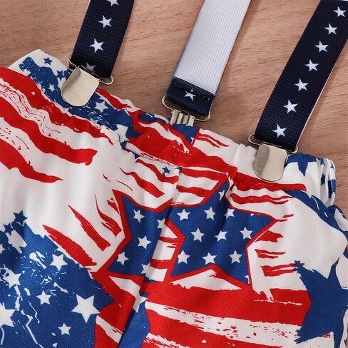 GOLLUNER My First 4th Of July Newborn Baby Boy Gentlemen Outfits Independence Day Romper Stars Stripes 2PC Shorts Set in Saudi Arabia