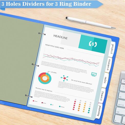 فواصل مؤشرة من Jyusmile مكونة من 5 علامات تبويب - فواصل بلاستيكية لـ 3 مجلدات حلقية، وفواصل مجلدة متعددة الألوان مع 3 فتحات مثقوبة، وفواصل علامات التبويب للمدرسة والمكتب (3 مجموعات، حجم الحروف المناسب، لون الباستيل) in Kuwait
