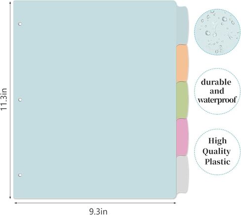 فواصل مؤشرة من Jyusmile مكونة من 5 علامات تبويب - فواصل بلاستيكية لـ 3 مجلدات حلقية، وفواصل مجلدة متعددة الألوان مع 3 فتحات مثقوبة، وفواصل علامات التبويب للمدرسة والمكتب (3 مجموعات، حجم الحروف المناسب، لون الباستيل) in Kuwait