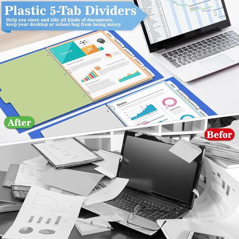 فواصل مؤشرة من Jyusmile مكونة من 5 علامات تبويب - فواصل بلاستيكية لـ 3 مجلدات حلقية، وفواصل مجلدة متعددة الألوان مع 3 فتحات مثقوبة، وفواصل علامات التبويب للمدرسة والمكتب (3 مجموعات، حجم الحروف المناسب، لون الباستيل) in Kuwait