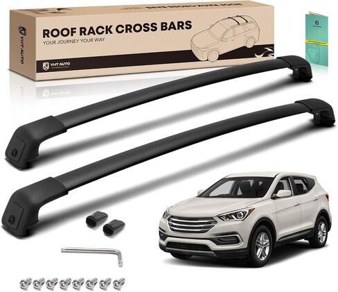 YHTAUTO 165lbs Roof Rack Cross Bars w/Hardware Fit for Hyundai Santa Fe 2013-2018 (with Side ROOF Rails), T6063 Aluminum CrossBars Anti-Rust for Skiboard Kayak Snowboard Bike Cargo Luggage in Saudi Arabia