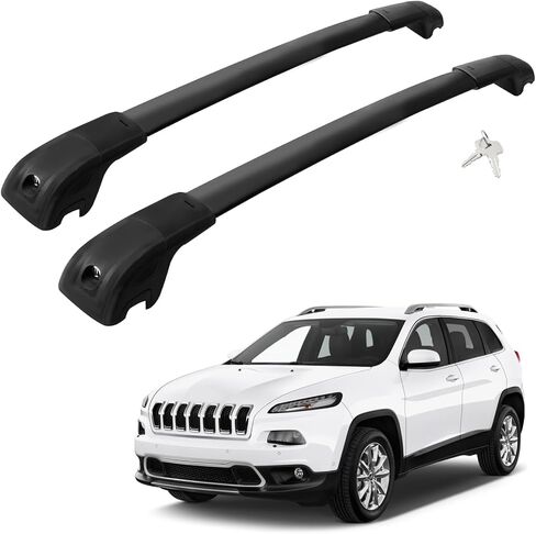 Car Roof Rack Cross Bars Compatible with 2014-2023 Jeep Cherokee (Fit for Raised Side Rails), Aluminum Lockable Roof Cross Bars for Kayak Bike Rooftop Cargo Carrier Bag Basket Luggage in Kuwait