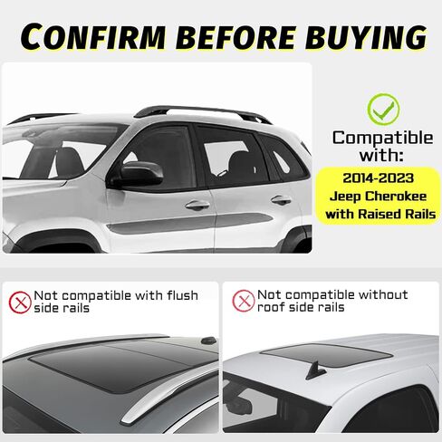 Car Roof Rack Cross Bars Compatible with 2014-2023 Jeep Cherokee (Fit for Raised Side Rails), Aluminum Lockable Roof Cross Bars for Kayak Bike Rooftop Cargo Carrier Bag Basket Luggage in Kuwait