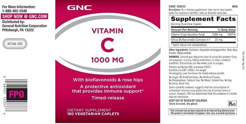 GNC Vitamin C 1000 with Bioflavonoids and Rose Hips Timed Release 180 Tablets in Saudi Arabia