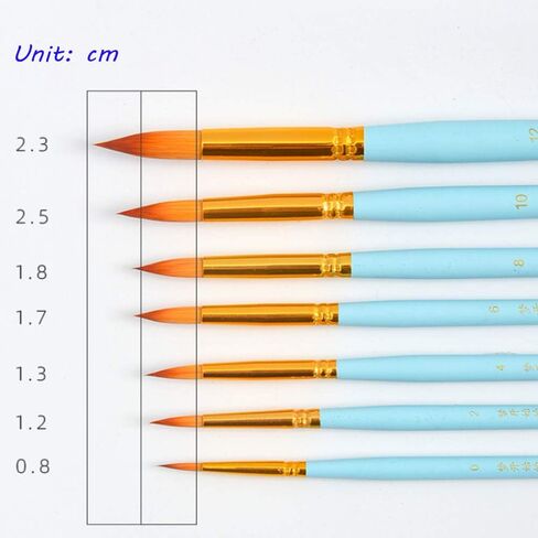 Watercolor Brushes, 7 pcs Round Tip Nylon Hair Paint Brush Set, Highly Flexible n Absorbent Watercolor Paint Brushes for Acrylic, Oil, Gouache, Watercolor Paints(Blue Paintbrush) in Saudi Arabia