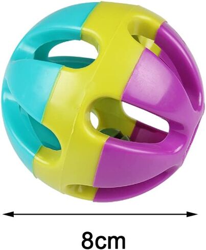 YILUXIANGYANG 4 Pcs Pet Parrot Toy Colorful Bird Bell Ball Plastic Ball with Bell for Hamster Cat Parrot Dog Rabbit Chase Game in Kuwait