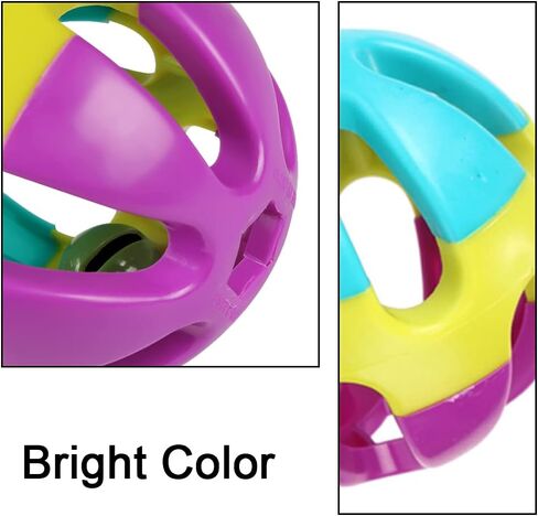 YILUXIANGYANG 4 Pcs Pet Parrot Toy Colorful Bird Bell Ball Plastic Ball with Bell for Hamster Cat Parrot Dog Rabbit Chase Game in Kuwait