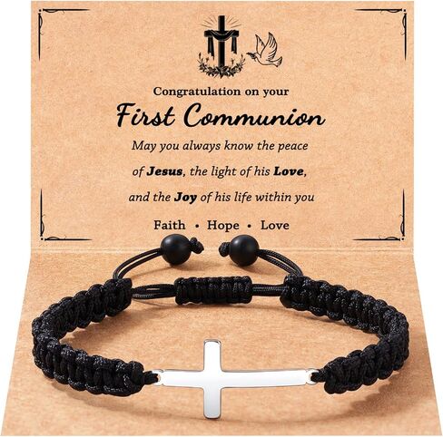 Tarsus Baptism/First Communion Gifts for Boys/Girls, Cross Bracelet Braided Rope Baptism Communion for Boys Girls in Saudi Arabia