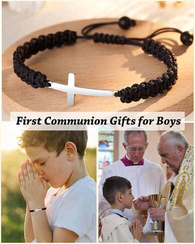 Tarsus Baptism/First Communion Gifts for Boys/Girls, Cross Bracelet Braided Rope Baptism Communion for Boys Girls in Saudi Arabia