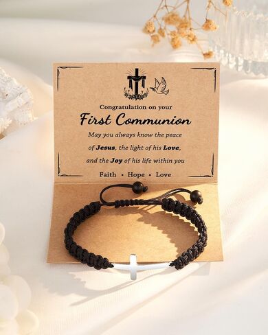 Tarsus Baptism/First Communion Gifts for Boys/Girls, Cross Bracelet Braided Rope Baptism Communion for Boys Girls in Saudi Arabia