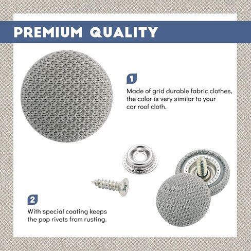 60pcs Car Roof Headliner Repair Button Roof Repair Rivets Auto Roof Snap Rivets Retainer with Installation Tool for Fixing Repair Buckle Car Interior Decorate (Grey, Flannelette) in Saudi Arabia