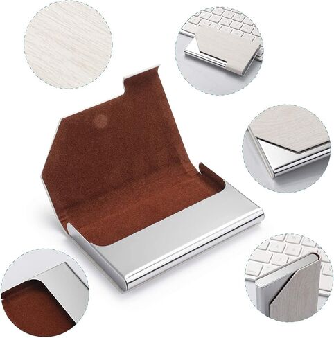 Business Card Holder for Women and Men, Business Card Case - PU Leather Business Card Case Credit Card ID Case/Wallet Pocket Business Name Card Holder with Magnetic Shut - Keep Cards Secure in Saudi Arabia