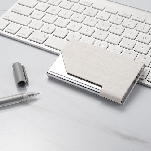 Business Card Holder for Women and Men, Business Card Case - PU Leather Business Card Case Credit Card ID Case/Wallet Pocket Business Name Card Holder with Magnetic Shut - Keep Cards Secure in Saudi Arabia