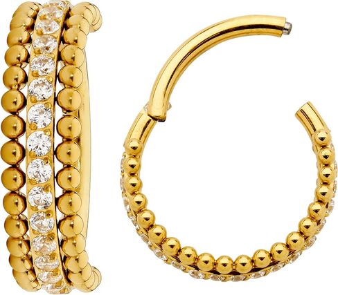 365 Sleepers 16G Titanium 8mm 10mm Double Gem Hinged Segment Ring Helix Tragus Septum Clicker Nose Lip Huggie Hoop Earring Body Piercing Jewelry in Saudi Arabia