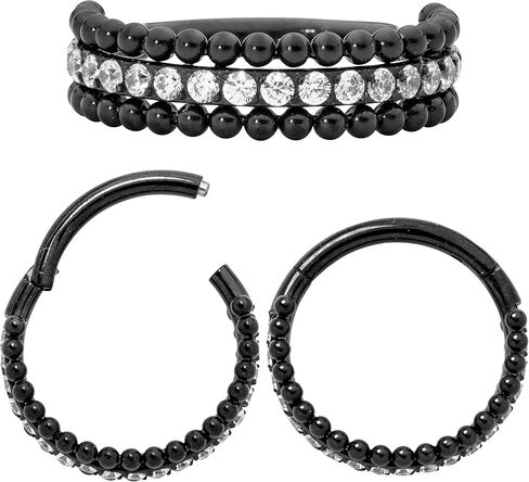 365 Sleepers 16G Titanium 8mm 10mm Double Gem Hinged Segment Ring Helix Tragus Septum Clicker Nose Lip Huggie Hoop Earring Body Piercing Jewelry in Saudi Arabia