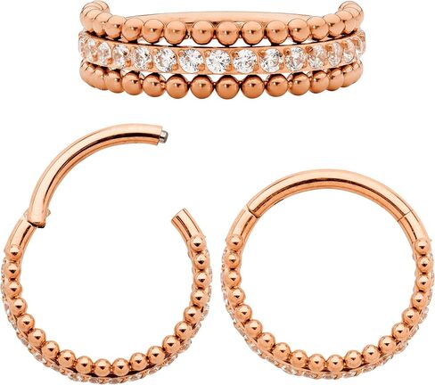 365 Sleepers 16G Titanium 8mm 10mm Double Gem Hinged Segment Ring Helix Tragus Septum Clicker Nose Lip Huggie Hoop Earring Body Piercing Jewelry in Saudi Arabia