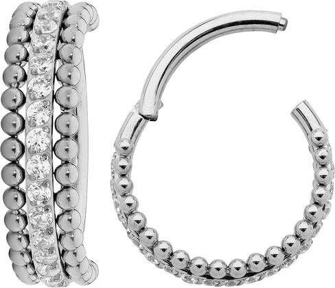 365 Sleepers 16G Titanium 8mm 10mm Double Gem Hinged Segment Ring Helix Tragus Septum Clicker Nose Lip Huggie Hoop Earring Body Piercing Jewelry in Saudi Arabia