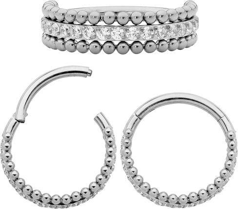 365 Sleepers 16G Titanium 8mm 10mm Double Gem Hinged Segment Ring Helix Tragus Septum Clicker Nose Lip Huggie Hoop Earring Body Piercing Jewelry in Saudi Arabia