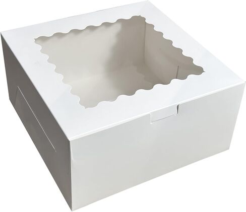 YJSTWXFP 24pcs Cake Boxes, 10x10x5 Inches Tall Cake Box with Window, White Cake Boxes 10 inch, Bakery Boxes Disposable Cake Containers for Multi-Layer Cakes, Pastries, Pie in Saudi Arabia