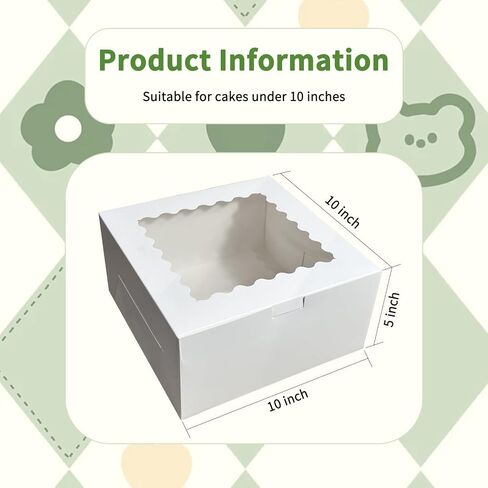 YJSTWXFP 24pcs Cake Boxes, 10x10x5 Inches Tall Cake Box with Window, White Cake Boxes 10 inch, Bakery Boxes Disposable Cake Containers for Multi-Layer Cakes, Pastries, Pie in Saudi Arabia