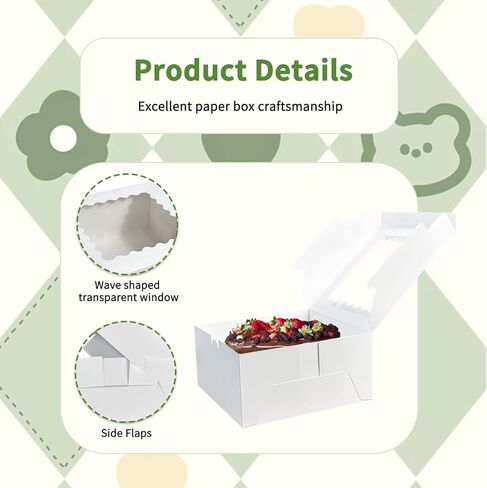 YJSTWXFP 24pcs Cake Boxes, 10x10x5 Inches Tall Cake Box with Window, White Cake Boxes 10 inch, Bakery Boxes Disposable Cake Containers for Multi-Layer Cakes, Pastries, Pie in Saudi Arabia
