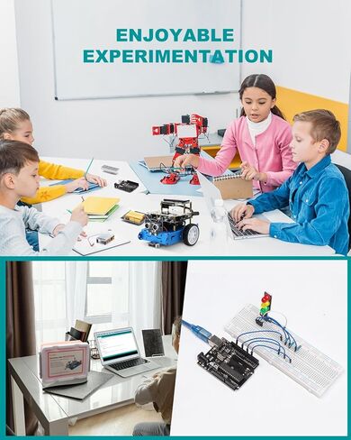 مجموعة RockBee UNO R3 المتوسطة والبرنامج التعليمي (73 عنصرًا)، مع بطاقة الذاكرة، تستخدم الرقائق الأصلية المتوافقة مع Arduino IDE in Kuwait