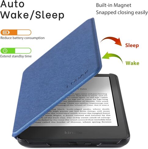 حافظة CoBak لجميع إصدارات Kindle 11th Generation 2022 الجديدة فقط - غطاء ذكي من جلد البولي يوريثان فائق النحافة مع خاصية النوم والاستيقاظ التلقائي، حافظة حماية ممتازة لجهاز Kobo، القارئ الإلكتروني in Saudi Arabia